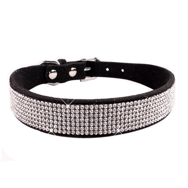Suede Fiber Crystal Cat Collar
