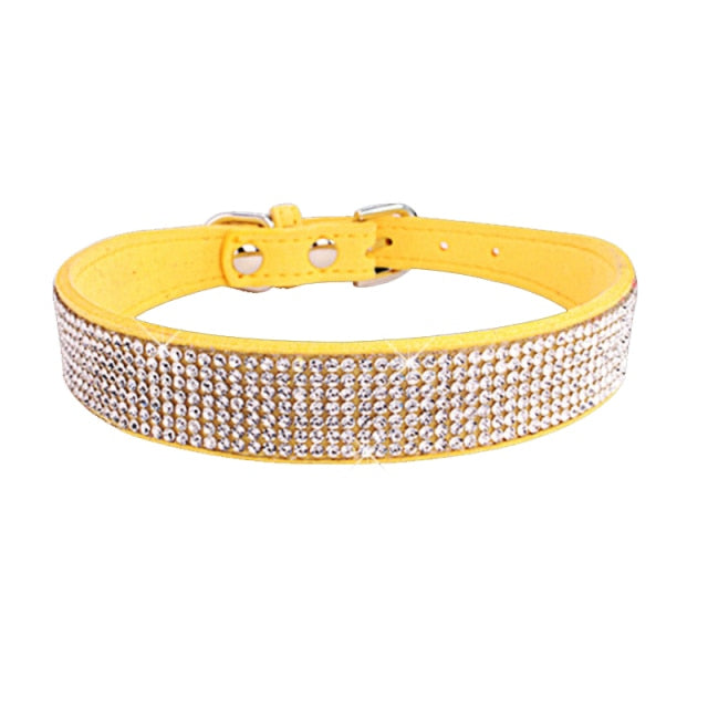 Suede Fiber Crystal Cat Collar