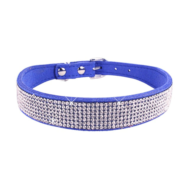 Suede Fiber Crystal Cat Collar