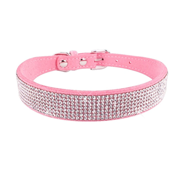 Suede Fiber Crystal Cat Collar